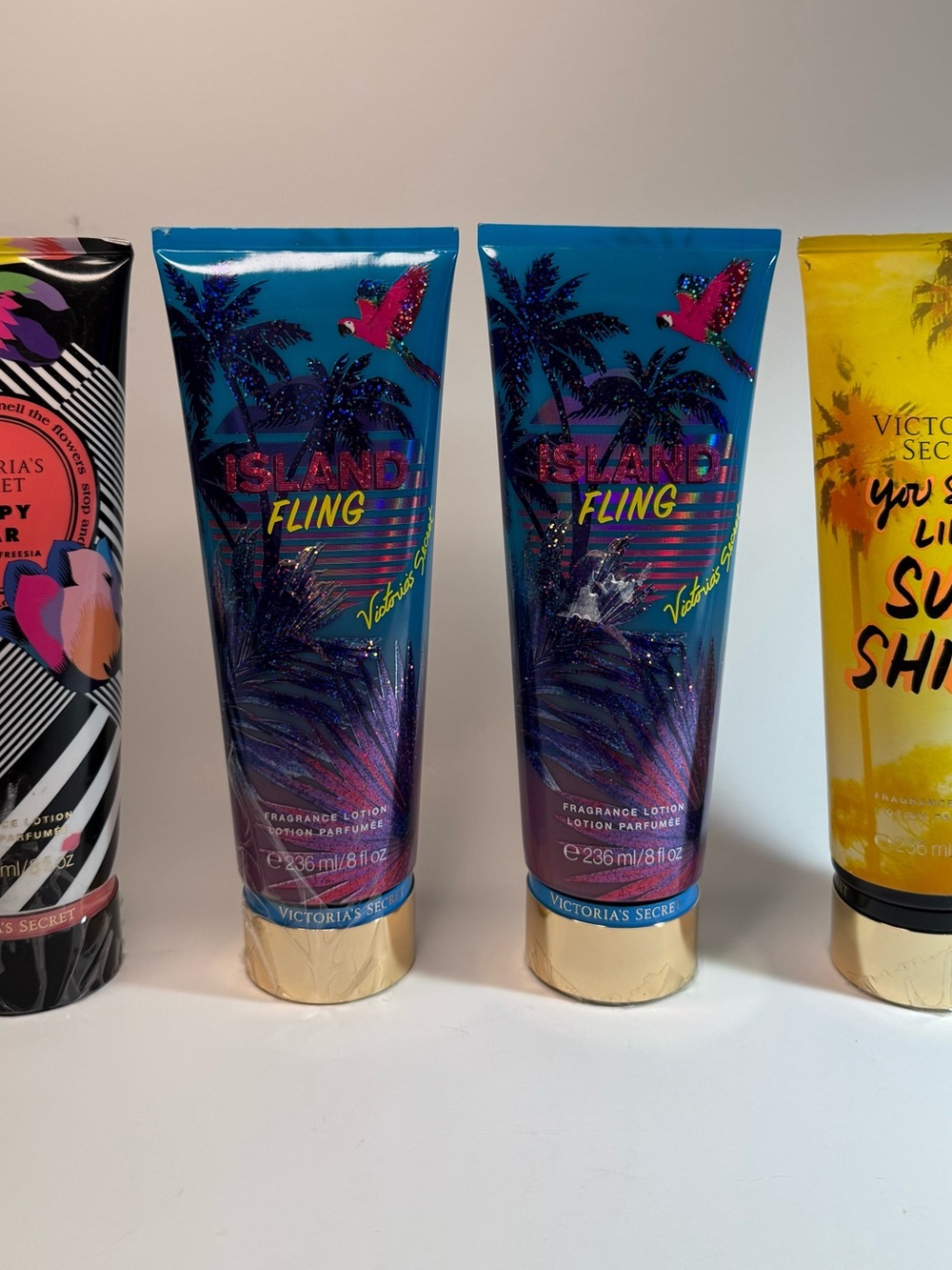 4 PACK Victoria's Secret Island Fling, Poppy Star & Sunshine Fragrance Lotions